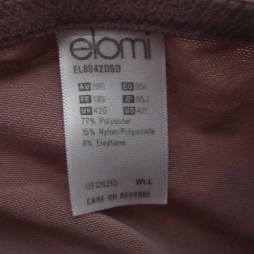 Elomi Sports Bra 42I Pink Leopard Energise Underwire Sport Convertible Plus Size